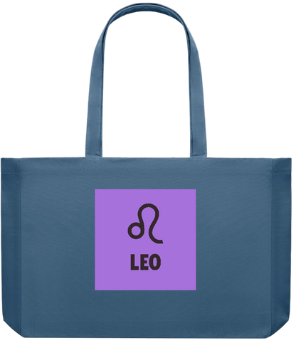 Zodiac Leo Design - Premium large recycled shopping tote bag_BLUE_front