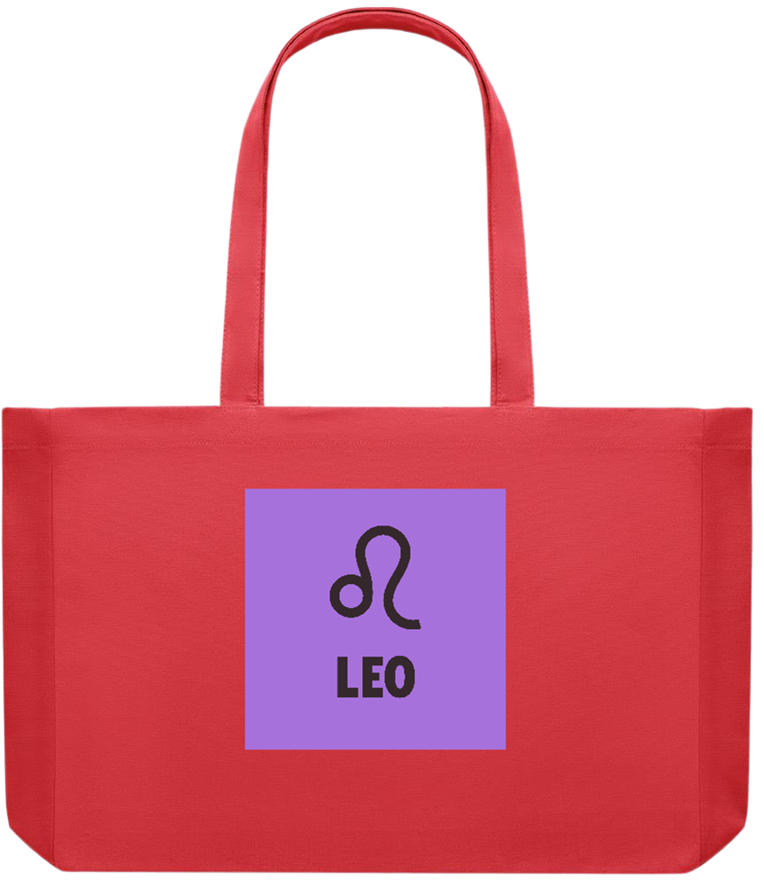 Zodiac Leo Design - Premium large recycled shopping tote bag_RED_front