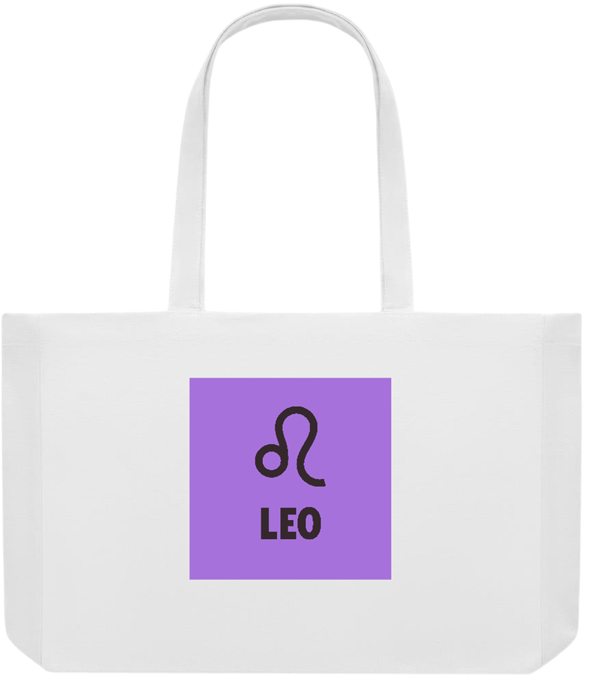 Zodiac Leo Design - Premium large recycled shopping tote bag_WHITE_front