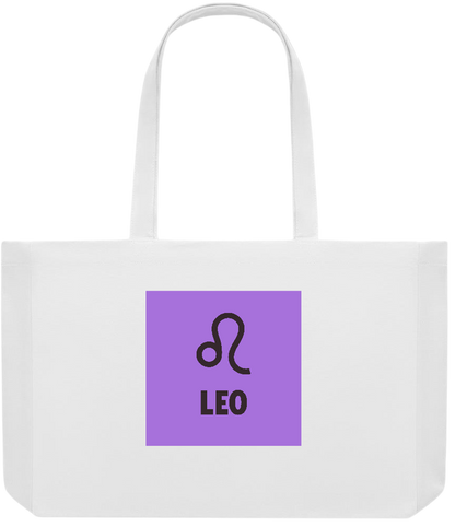 Zodiac Leo Design - Premium large recycled shopping tote bag_WHITE_front