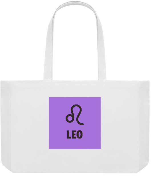 Zodiac Leo Design - Premium large recycled shopping tote bag_WHITE_front