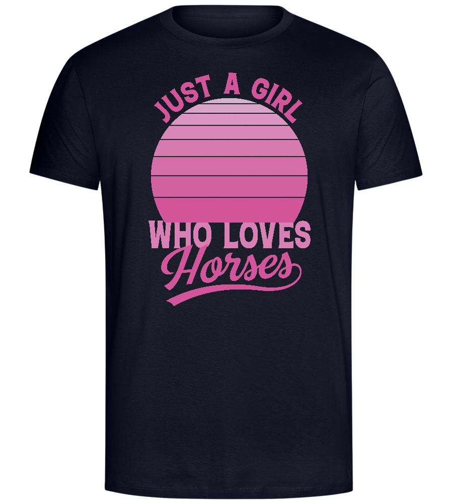 Just a Girl Who Loves Horses Design - Comfort Unisex T-Shirt_FRENCH NAVY_front