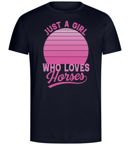 Just a Girl Who Loves Horses Design - Comfort Unisex T-Shirt_FRENCH NAVY_front