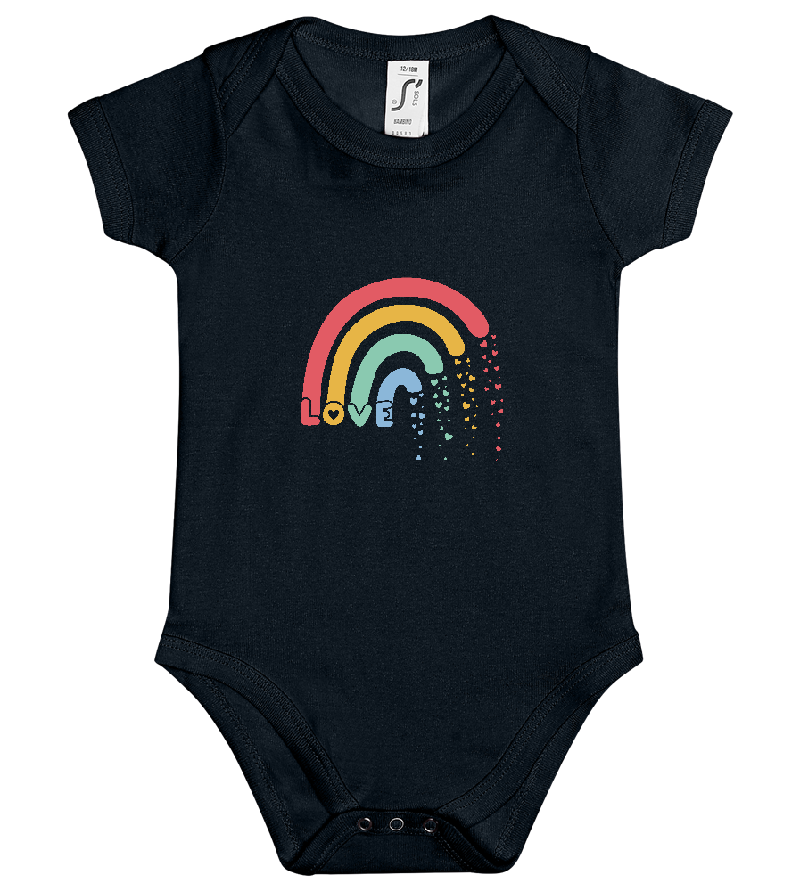 Love Rainbow Hearts Design - Baby bodysuit_BLACK_front