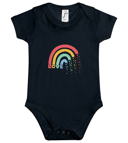 Love Rainbow Hearts Design - Baby bodysuit_BLACK_front