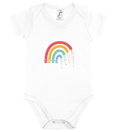 Love Rainbow Hearts Design - Baby bodysuit_WHITE_front