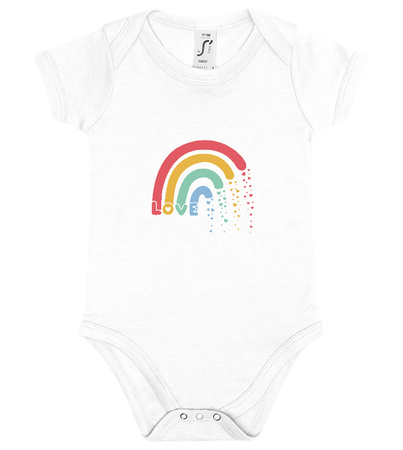 Love Rainbow Hearts Design - Baby bodysuit_WHITE_front