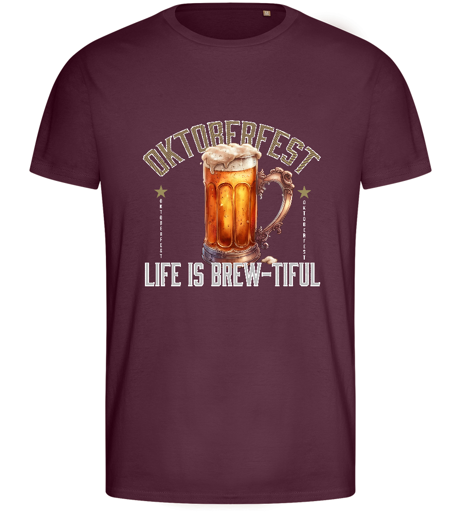 Life is Brew-tiful Design - Basic men's fitted t-shirt_BORDEAUX_front