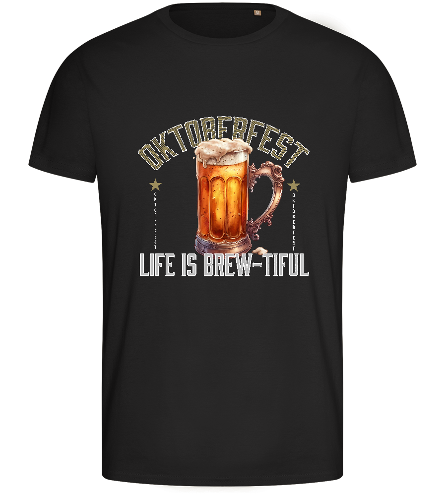 Life is Brew-tiful Design - Basic men's fitted t-shirt_DEEP BLACK_front