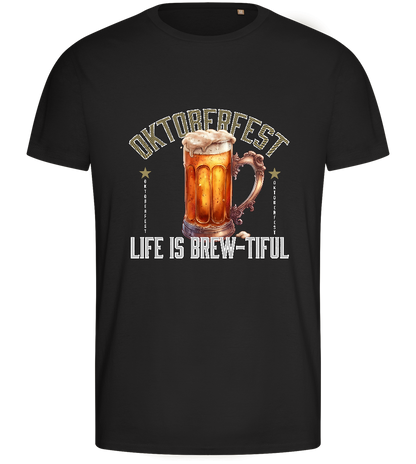 Life is Brew-tiful Design - Basic men's fitted t-shirt_DEEP BLACK_front