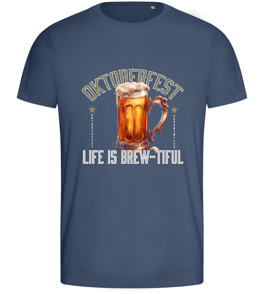 Life is Brew-tiful Design - Basic men's fitted t-shirt_DENIM_front