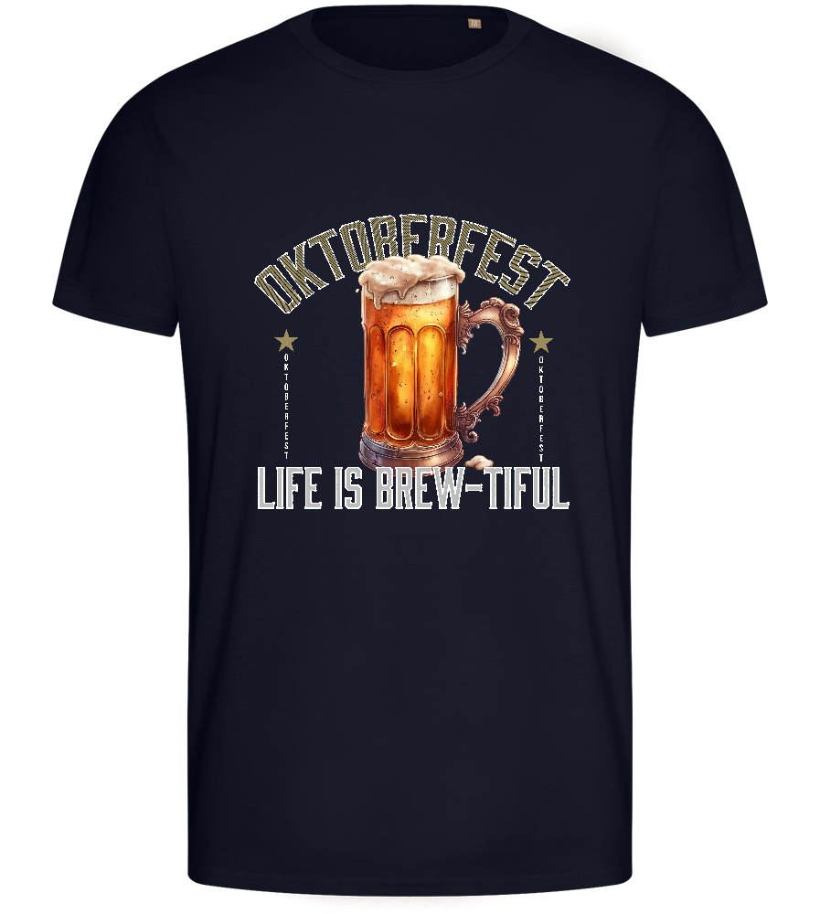 Life is Brew-tiful Design - Basic men's fitted t-shirt_FRENCH NAVY_front