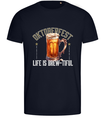 Life is Brew-tiful Design - Basic men's fitted t-shirt_FRENCH NAVY_front