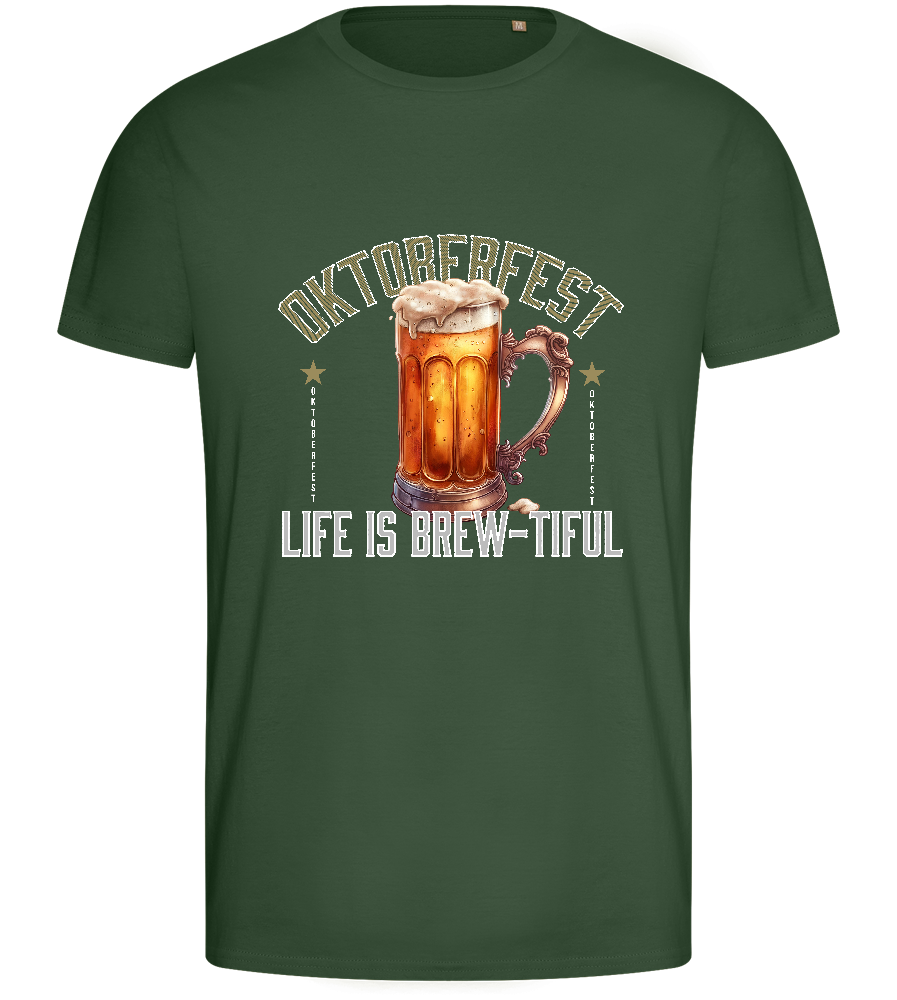 Life is Brew-tiful Design - Basic men's fitted t-shirt_GREEN BOTTLE_front