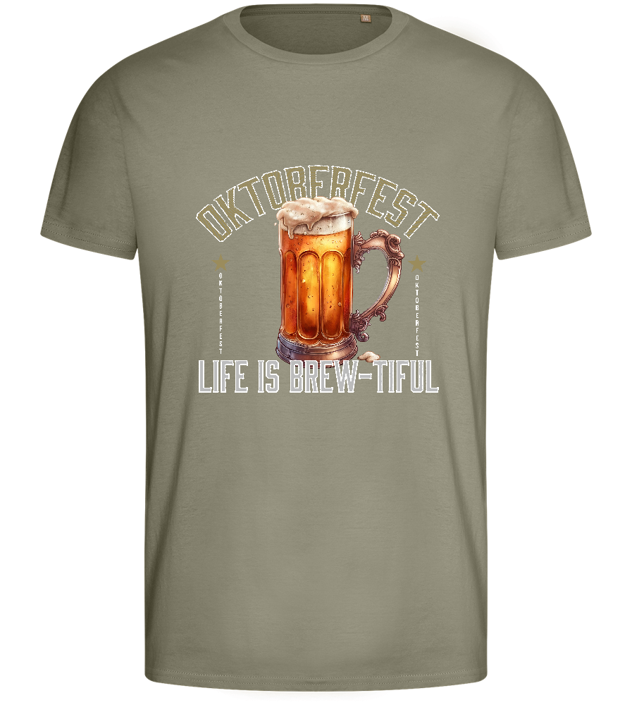 Life is Brew-tiful Design - Basic men's fitted t-shirt_KHAKI_front