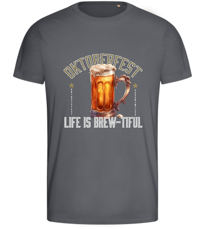 Life is Brew-tiful Design - Basic men's fitted t-shirt_MOUSE GREY_front