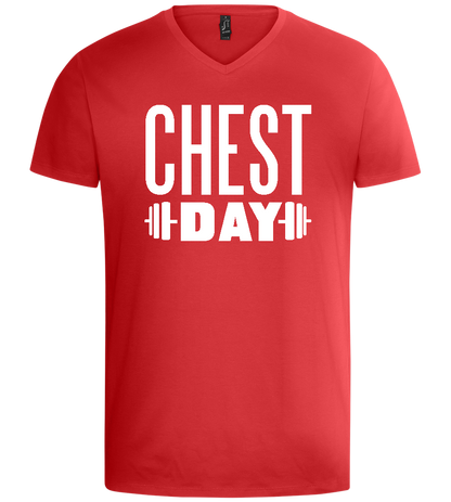 Chest Day Design - Basic men's v-neck t-shirt_RED_front