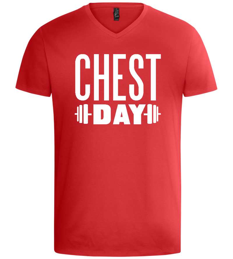 Chest Day Design - Basic men's v-neck t-shirt_RED_front