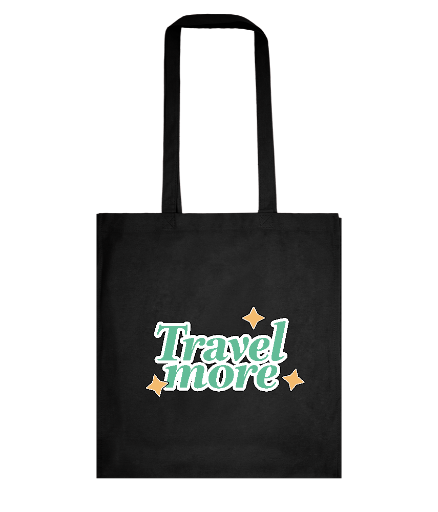 Travel the World Design - Basic colored cotton shopping bag_BLACK_front