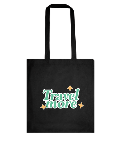 Travel the World Design - Basic colored cotton shopping bag_BLACK_front