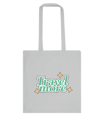 Travel the World Design - Basic colored cotton shopping bag_GREY_front