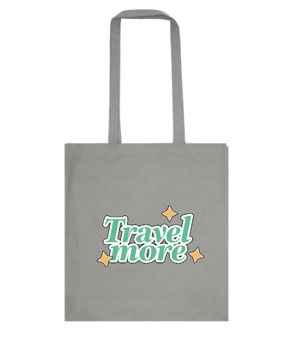 Travel the World Design - Basic colored cotton shopping bag_STONE GREY_front