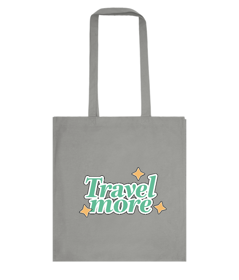 Travel the World Design - Basic colored cotton shopping bag_STONE GREY_front