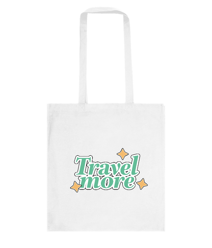 Travel the World Design - Basic colored cotton shopping bag_WHITE_front