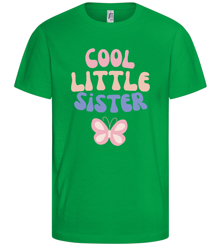 Cool Little Sister Butterfly Design - Basic kids t-shirt_MEADOW GREEN_front