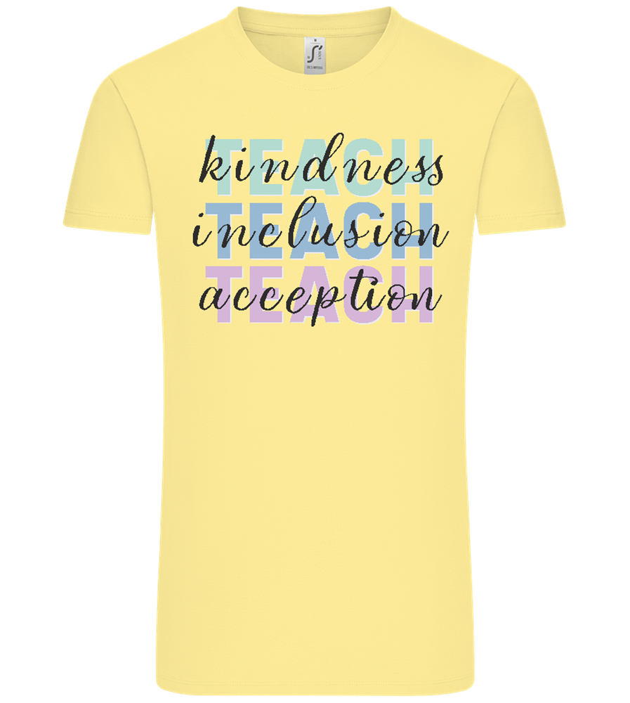 Kindness Inclusion Acception Design - Comfort Unisex T-Shirt_AMARELO CLARO_front