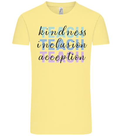 Kindness Inclusion Acception Design - Comfort Unisex T-Shirt_AMARELO CLARO_front