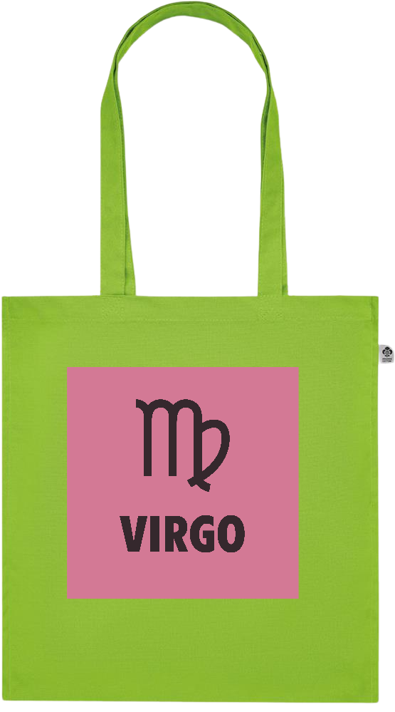 Zodiac Virgo Design - Premium colored organic cotton tote bag_LIME_front