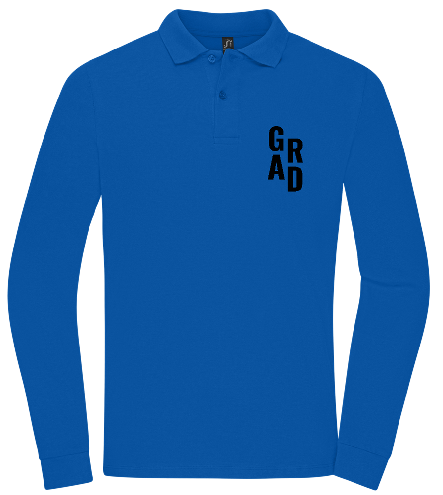 Grad Design - Premium men's long sleeve polo shirt_ROYAL_front