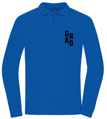 Grad Design - Premium men's long sleeve polo shirt_ROYAL_front