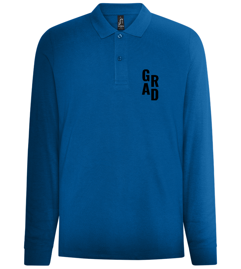 Grad Design - Premium men's long sleeve polo shirt_ROYAL_front