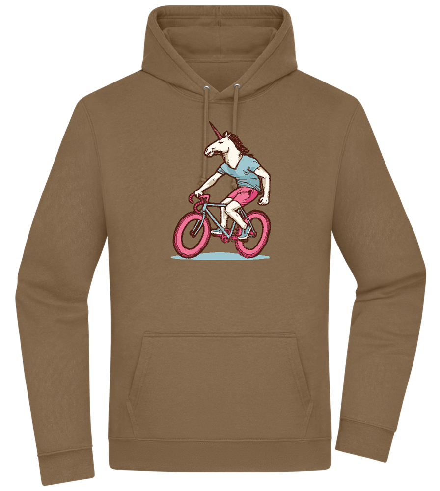 Unicorn On Bicycle Design - Premium Essential Unisex Hoodie_ARMY_front