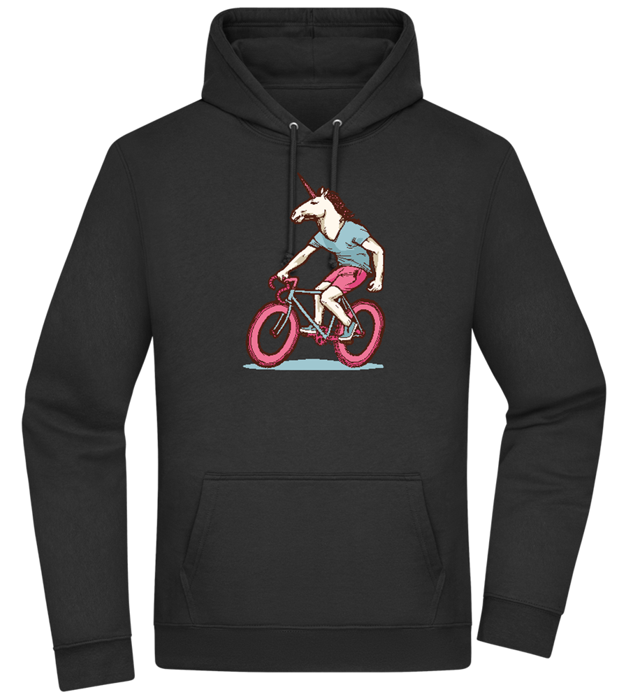 Unicorn On Bicycle Design - Premium Essential Unisex Hoodie_BLACK_front