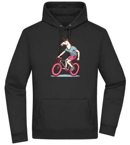 Unicorn On Bicycle Design - Premium Essential Unisex Hoodie_BLACK_front