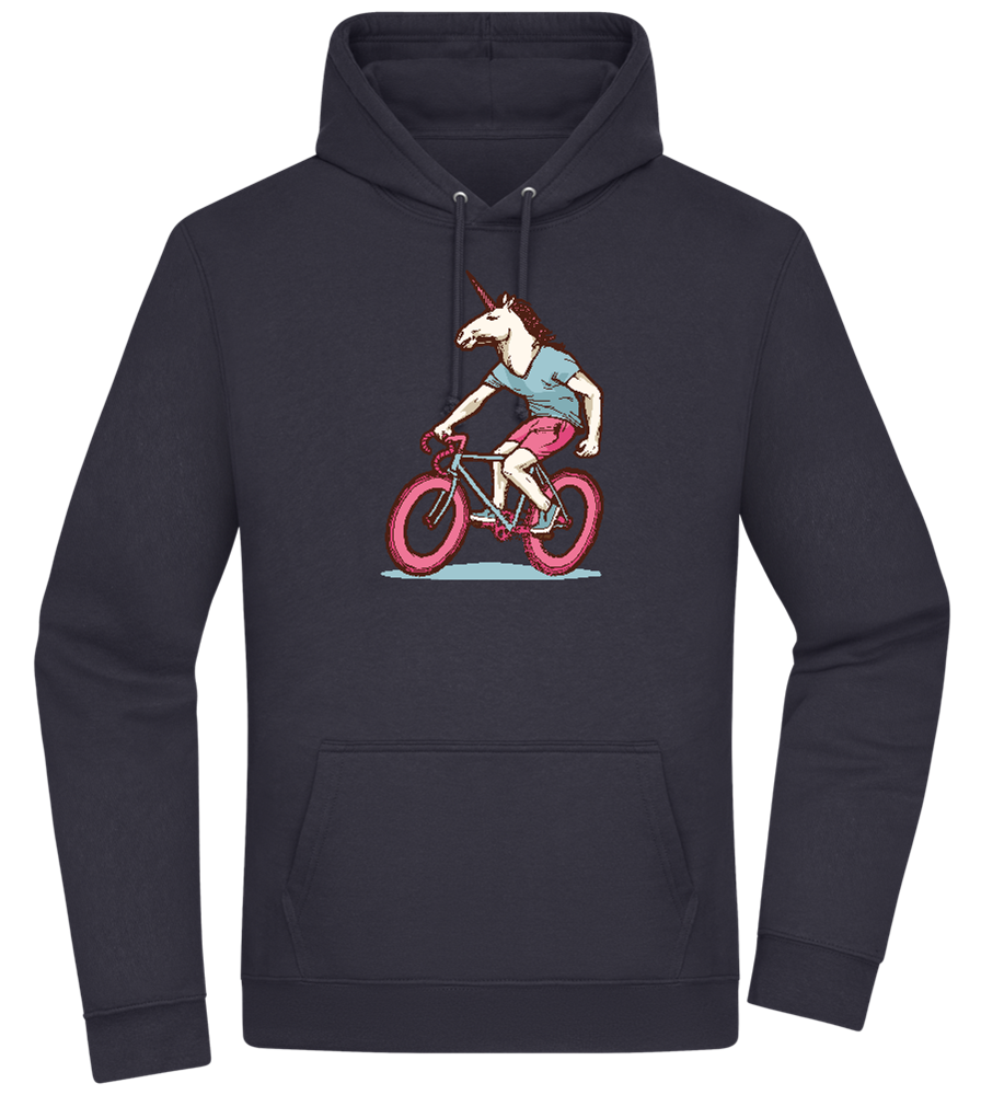 Unicorn On Bicycle Design - Premium Essential Unisex Hoodie_FRENCH NAVY_front