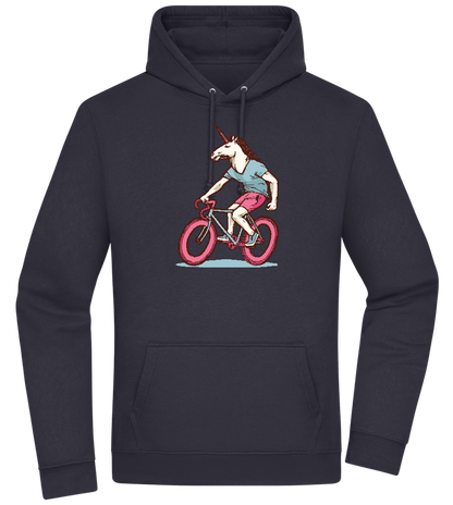 Unicorn On Bicycle Design - Premium Essential Unisex Hoodie_FRENCH NAVY_front