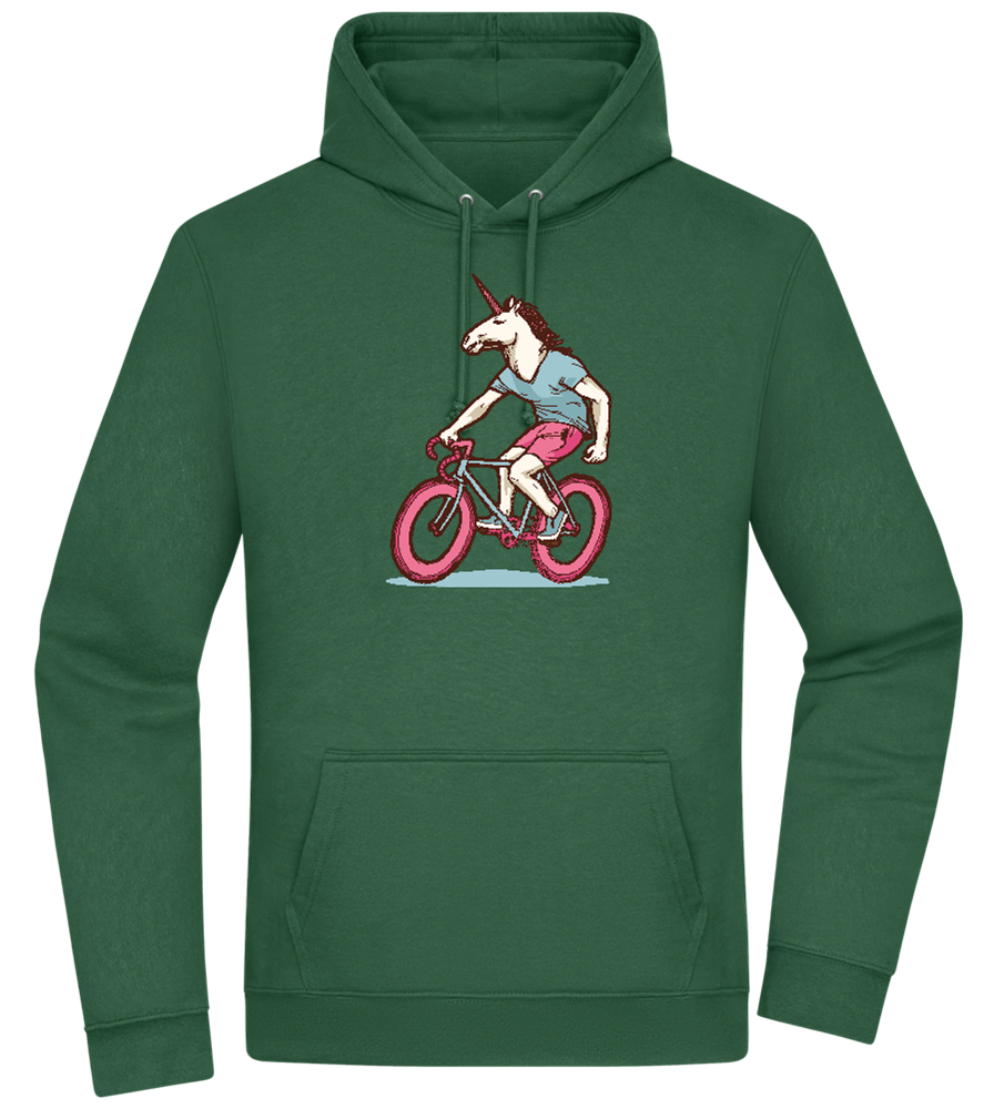 Unicorn On Bicycle Design - Premium Essential Unisex Hoodie_GREEN BOTTLE_front