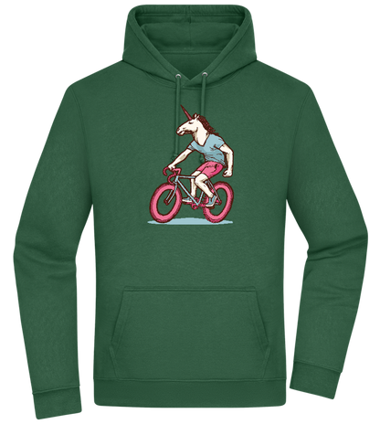 Unicorn On Bicycle Design - Premium Essential Unisex Hoodie_GREEN BOTTLE_front