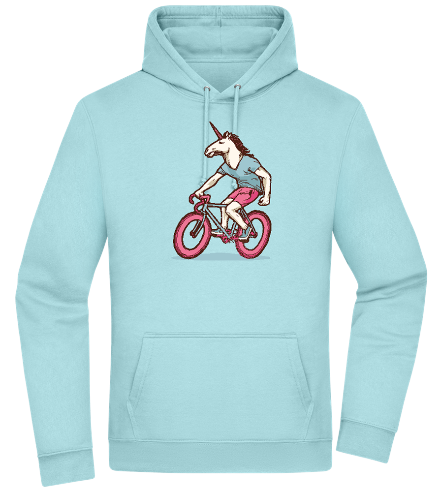 Unicorn On Bicycle Design - Premium Essential Unisex Hoodie_POOL BLUE_front