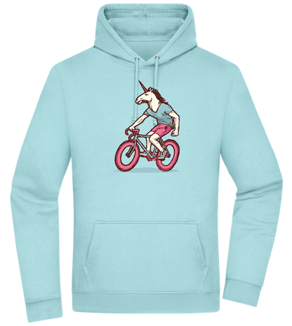 Unicorn On Bicycle Design - Premium Essential Unisex Hoodie_POOL BLUE_front