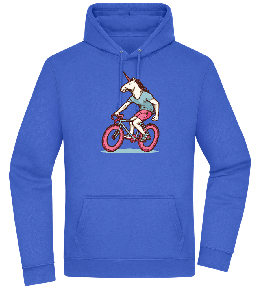 Unicorn On Bicycle Design - Premium Essential Unisex Hoodie_ROYAL_front