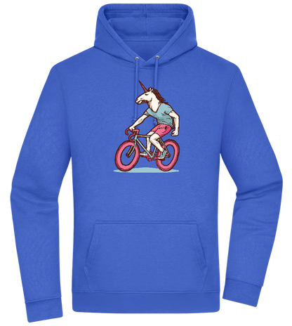 Unicorn On Bicycle Design - Premium Essential Unisex Hoodie_ROYAL_front