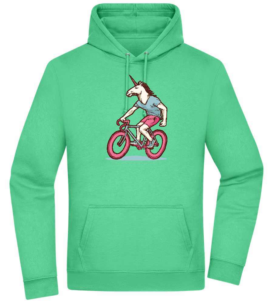 Unicorn On Bicycle Design - Premium Essential Unisex Hoodie_SPRING GREEN_front