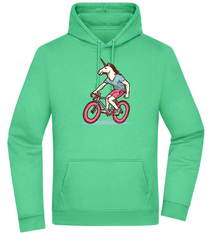 Unicorn On Bicycle Design - Premium Essential Unisex Hoodie_SPRING GREEN_front