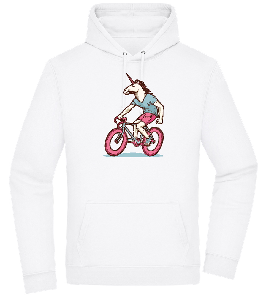 Unicorn On Bicycle Design - Premium Essential Unisex Hoodie_WHITE_front