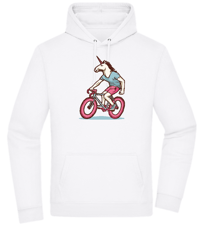 Unicorn On Bicycle Design - Premium Essential Unisex Hoodie_WHITE_front